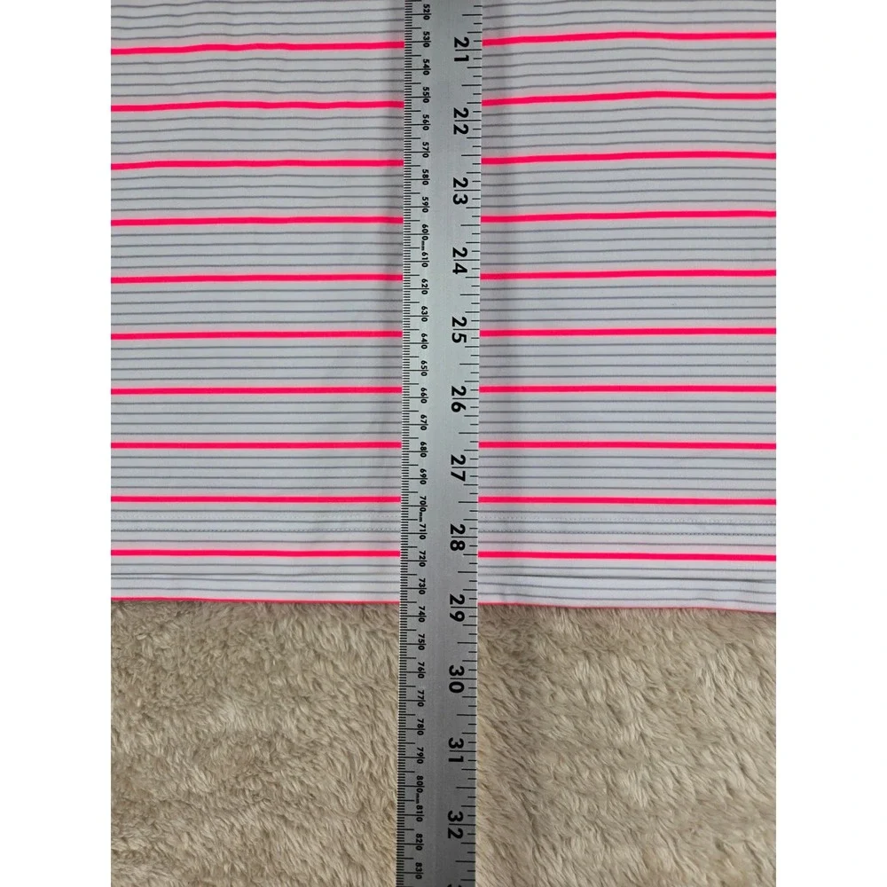Berkshire Country Club Adidas Golf Polo Mens Medium Gray Pink Stripe Performance
